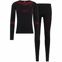 Jersey and pants Fundamentals Performance Warm Set Long black/chinese red