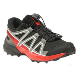 Cipele Speedcross black/quiet shade/high risk red dječje