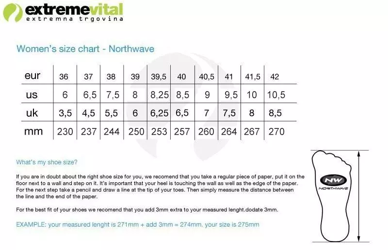 Northwave Jersey Size Chart