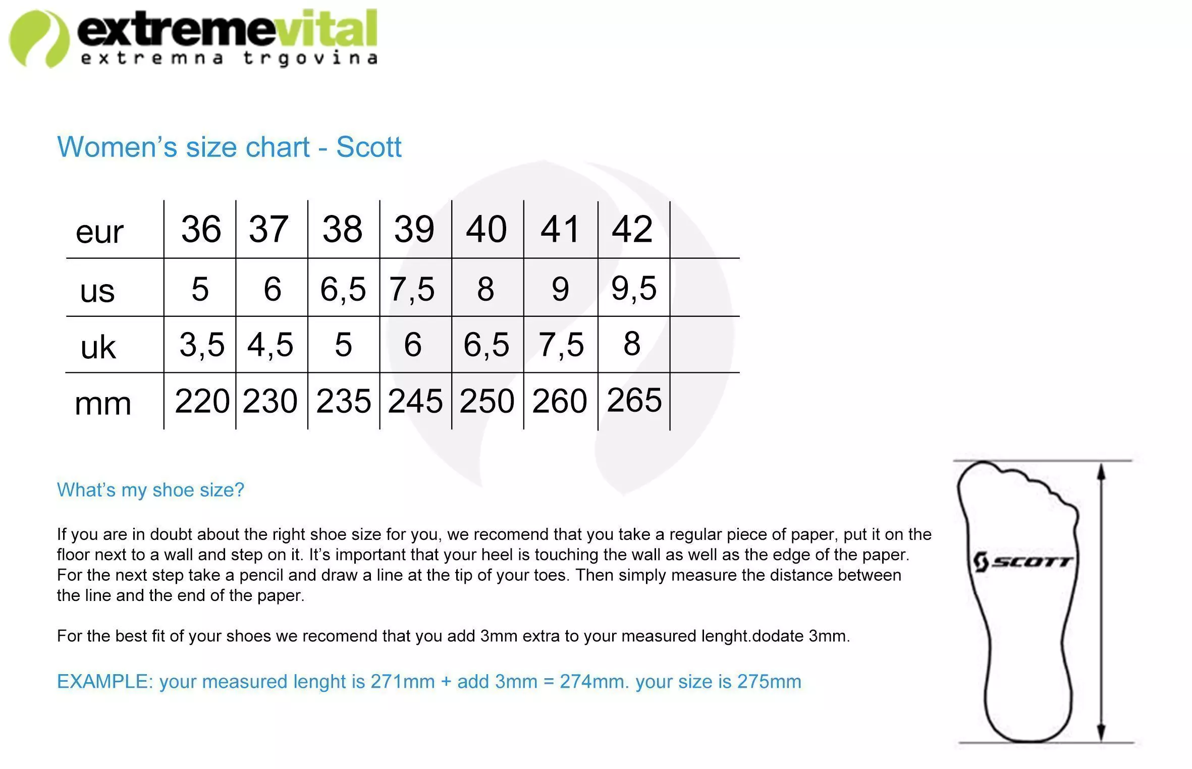 Scott Mtb Shoes Size Chart