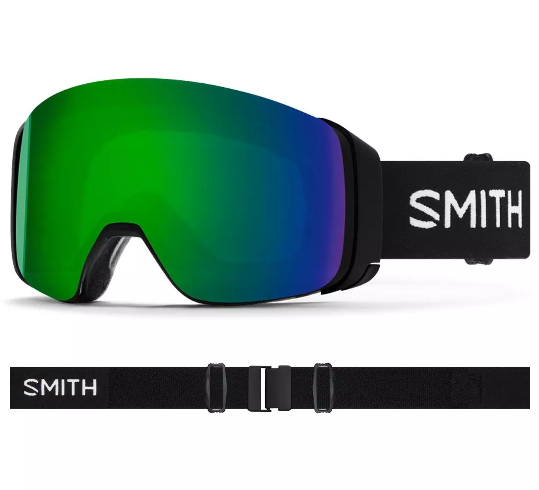 Smith 4D MAG Goggles Black ChromaPop Sun Green Mirror+Bonus Lens 